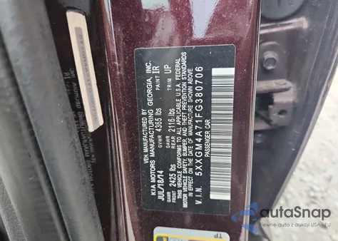 2015 Kia Optima Lx from USA, damaged, VIN 5XXGM4A71FG380706